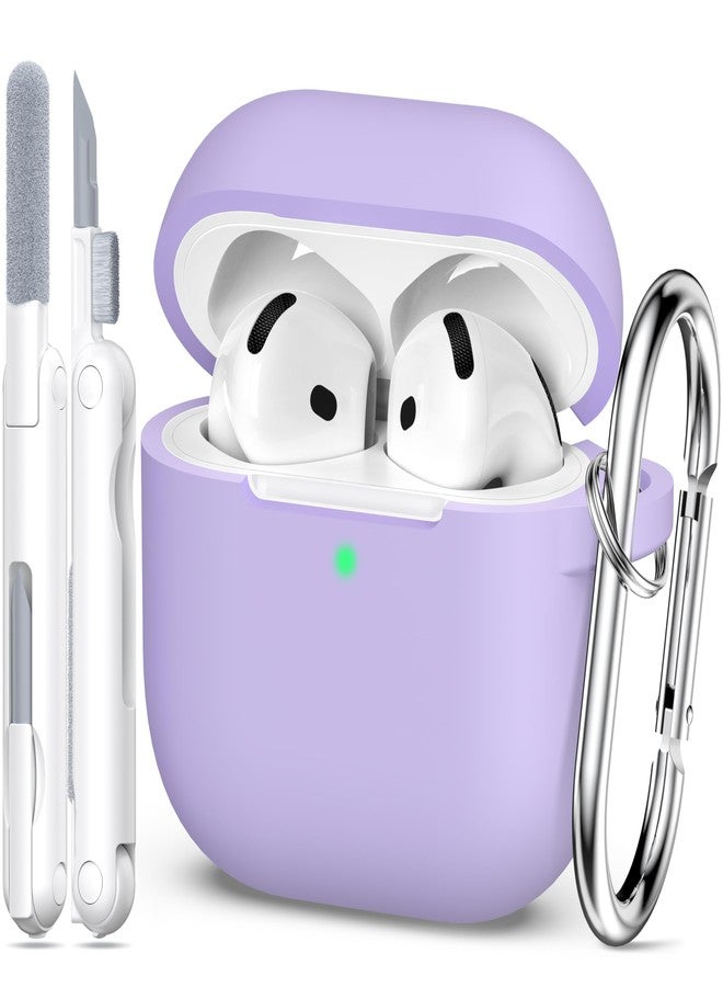 MHYALUDO غطاء حماية MHYALUDO لسماعات AirPods من الجيل الرابع (2024)، مصنوع من السيليكون الناعم عالي الجودة والمقاوم للصدمات، مع سلسلة مفاتيح ومجموعة تنظيف، لون عنبي بنفسجي - Image 1