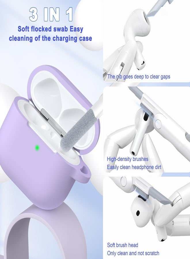 MHYALUDO غطاء حماية MHYALUDO لسماعات AirPods من الجيل الرابع (2024)، مصنوع من السيليكون الناعم عالي الجودة والمقاوم للصدمات، مع سلسلة مفاتيح ومجموعة تنظيف، لون عنبي بنفسجي - Image 5