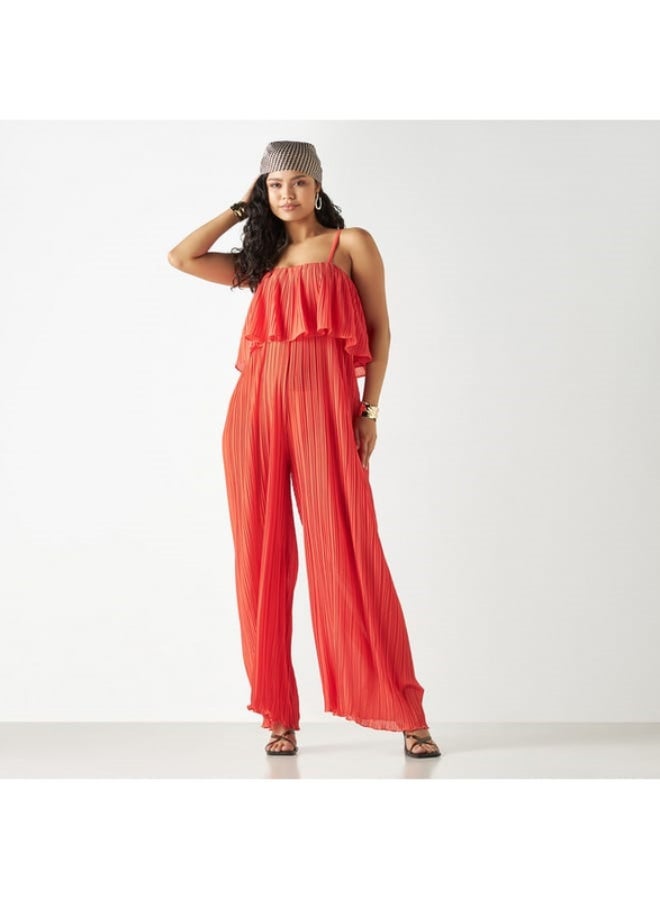 2Xtremz 2Xtremz Pleated Sleeveless Wide Leg Jumpsuit - Image 1