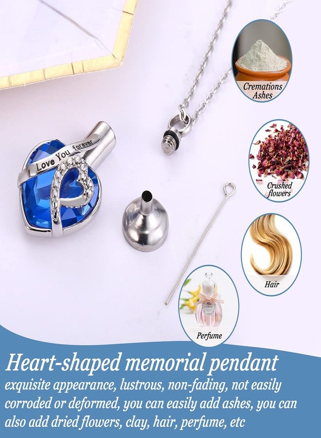 Jadive 3 Pcs Urn Necklace Cremation Heart Ashes Jewelry for Women Ocean Crystal Necklace Summer Waterproof Memorial Pendant Stainless Steel Keepsake with Angel Wing 12 Birthstones Filling Kit - Image 3