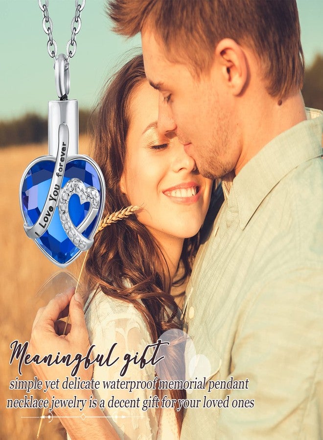 Jadive 3 Pcs Urn Necklace Cremation Heart Ashes Jewelry for Women Ocean Crystal Necklace Summer Waterproof Memorial Pendant Stainless Steel Keepsake with Angel Wing 12 Birthstones Filling Kit - Image 5