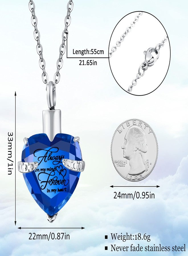 Jadive 3 Pcs Urn Necklace Cremation Heart Ashes Jewelry for Women Ocean Crystal Necklace Summer Waterproof Memorial Pendant Stainless Steel Keepsake with Angel Wing 12 Birthstones Filling Kit - Image 2