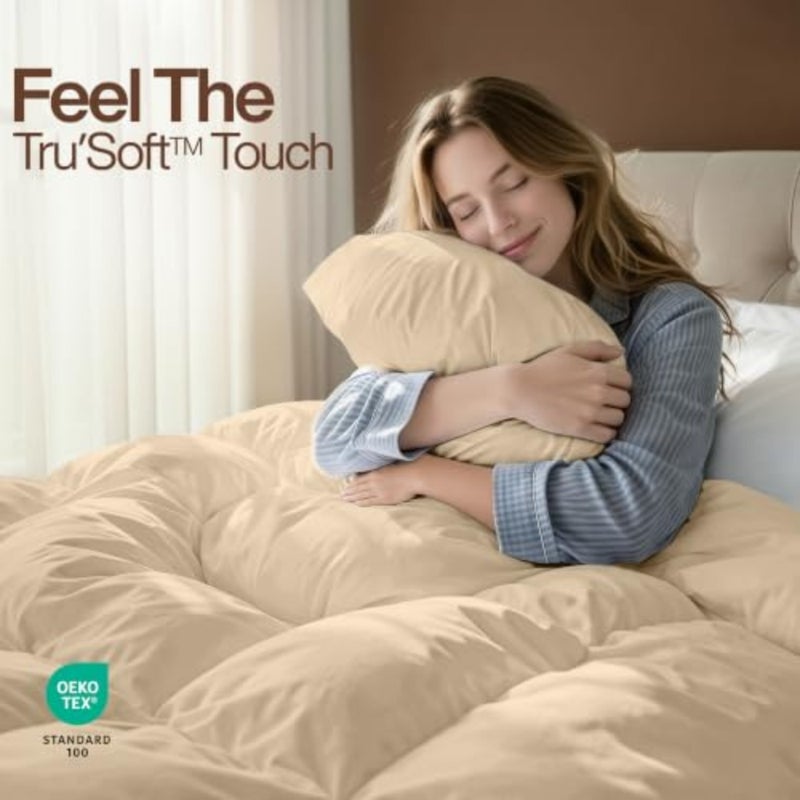 Quilted Comforter Duvet Insert - Box Stitched Down Alternative Comforter with Corner Tabs - Image 4