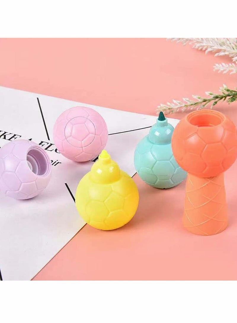 KASTWAVE Funny Highlighter Colorful Football Highlighter, 1 Box 7 Pcs 6 Colors Pastel Highlighter Set Cute Silicone Football Highlighter Pen for Adult Kid Student Writing Graffiti School Office Supplies - Image 2