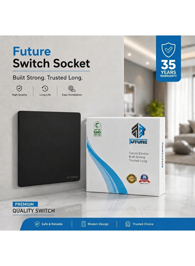 Future 1 Gang 2 Way Switch | 10A Wall Light Switch | Premium Black Finish | Single Gang Two Way Electrical Switch | Modern Home & Office Wall Switch | 250V | 35 Years Warranty - Image 5