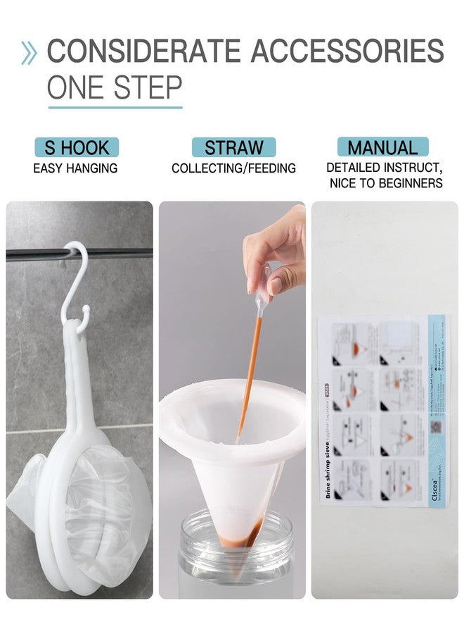 Clscea Baby Brine Shrimp net Sieve 80 Mesh 200 Mesh kit for Brine Shrimp Hatchery, Come with Replacement net and Storage Tubes (7PCS Parts) - Image 4