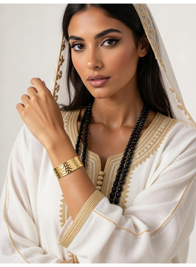 Julia Store 18K Gold Plated Stainless Steel Aesthetic Exquisite Luxury Trendy Chunky Cuff Bracelets for Women Vintage Boho Wide Bangle Bracelets Irregular Statement Bracelet Thick Arm Cuff Gold Jewelry Gift - Image 5