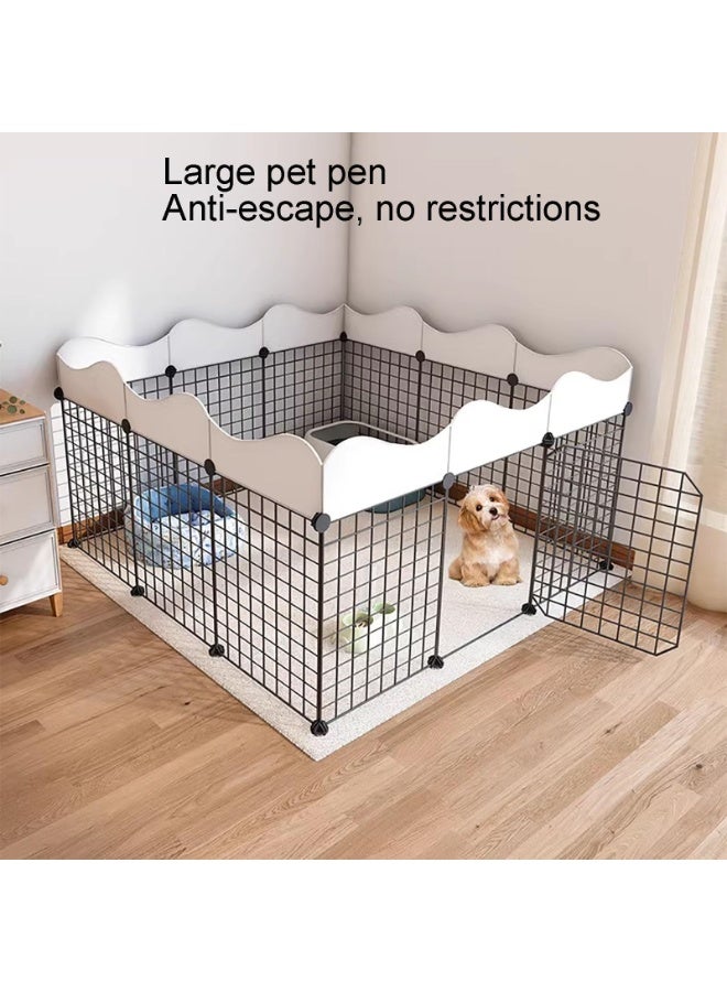 XiuWoo Modular DIY Metal Pet Playpen with Removable Easy-Clean Door 111x75x57cm Indoor Animal Cage for Rabbits Guinea Pigs Hamsters Escape-Proof Chew-Resistant Panels Customizable Fence - Image 2