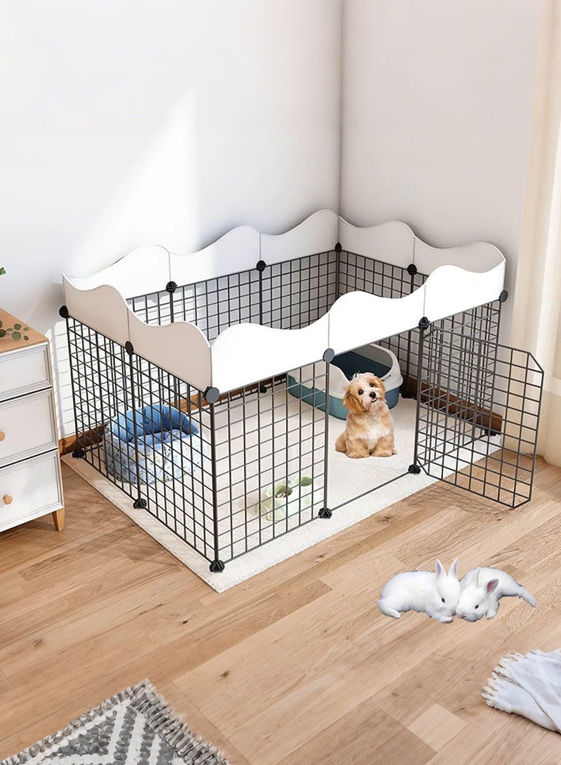 XiuWoo Modular DIY Metal Pet Playpen with Removable Easy-Clean Door 111x75x57cm Indoor Animal Cage for Rabbits Guinea Pigs Hamsters Escape-Proof Chew-Resistant Panels Customizable Fence - Image 1