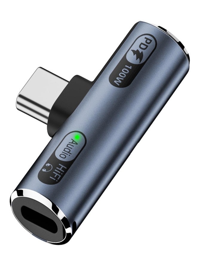 Jadebones USB C to Light-ning Headphone Audio Adapter with 100W Type C Charging Port Compatible with iPhone 16/15 Series, iPad and More (Grey) - Image 1