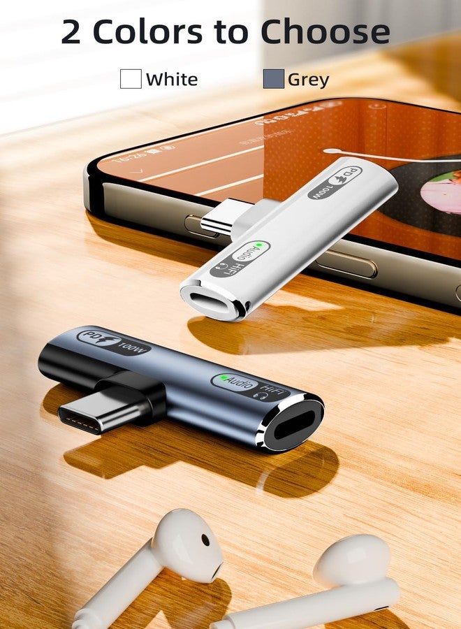 Jadebones USB C to Light-ning Headphone Audio Adapter with 100W Type C Charging Port Compatible with iPhone 16/15 Series, iPad and More (Grey) - Image 2