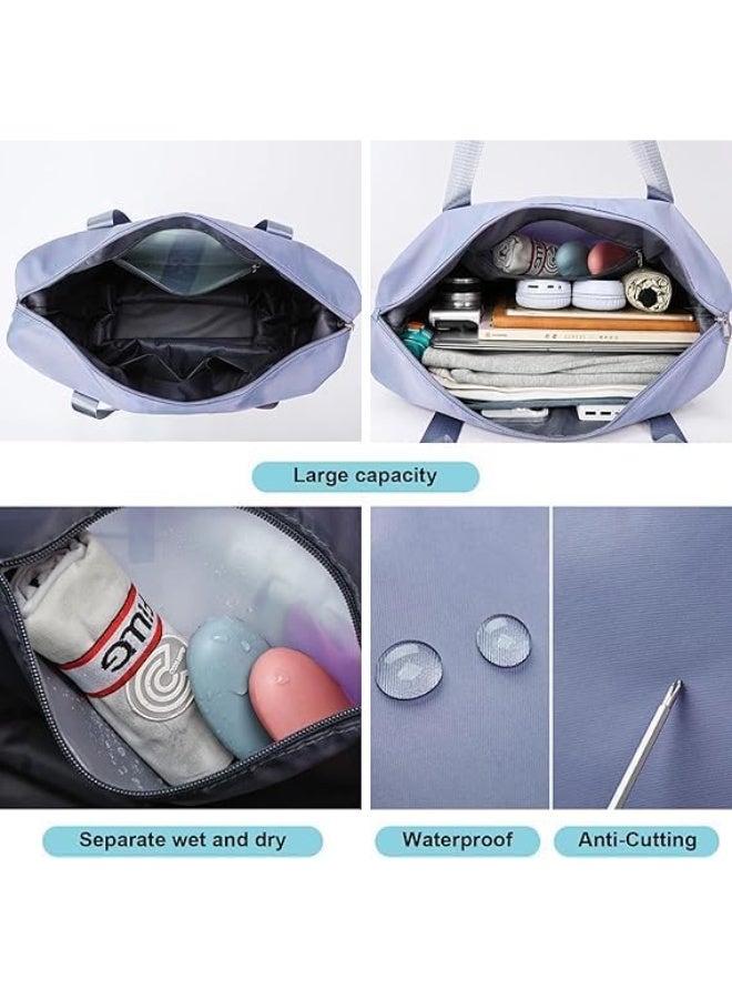 Gonice Foldable Travel Bag Expandable,Rolling Duffle Bag with Wheels,Weekender Travel Bag with Rolling Wheels,Tote Bag, Blue - Image 3