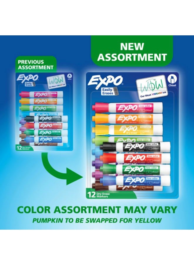 Expo Low Odor Dry Erase Markers, Chisel Tip, Assorted Colors, 12 Count - Image 2