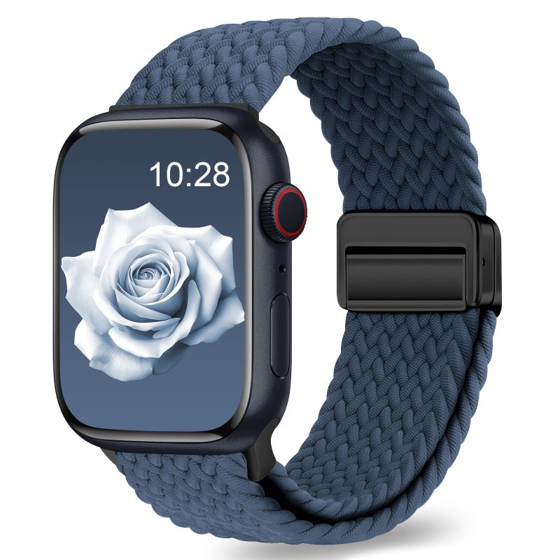 EVIE BAND Custom Fit Magnetic Loop for Apple Watch Series Ultra 42mm 41mm 40mm 38mm, Stretchy Braided Nylon iWatch Strap for Women Small Wrists, Ideal for Sports, Sleep & Workout - Image 1