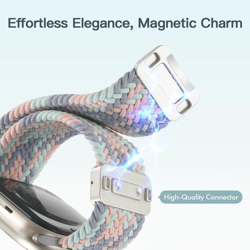 EVIE BAND Custom Fit Magnetic Loop for Apple Watch Series Ultra 42mm 41mm 40mm 38mm, Stretchy Braided Nylon iWatch Strap for Women Small Wrists, Ideal for Sports, Sleep & Workout - Image 4