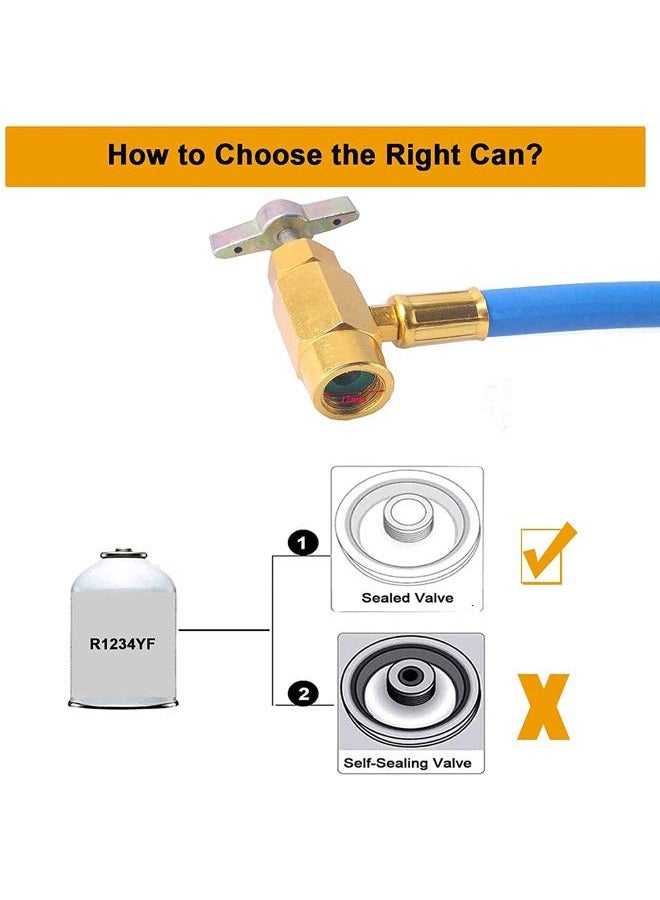 Ketofa R1234YF Refrigerant Charge Hose Kit, R-1234YF AC refrigerant Can Hose with Gauge, 1/2 LH Can Opener Tap And R1234YF Low Side Adapter - Image 3