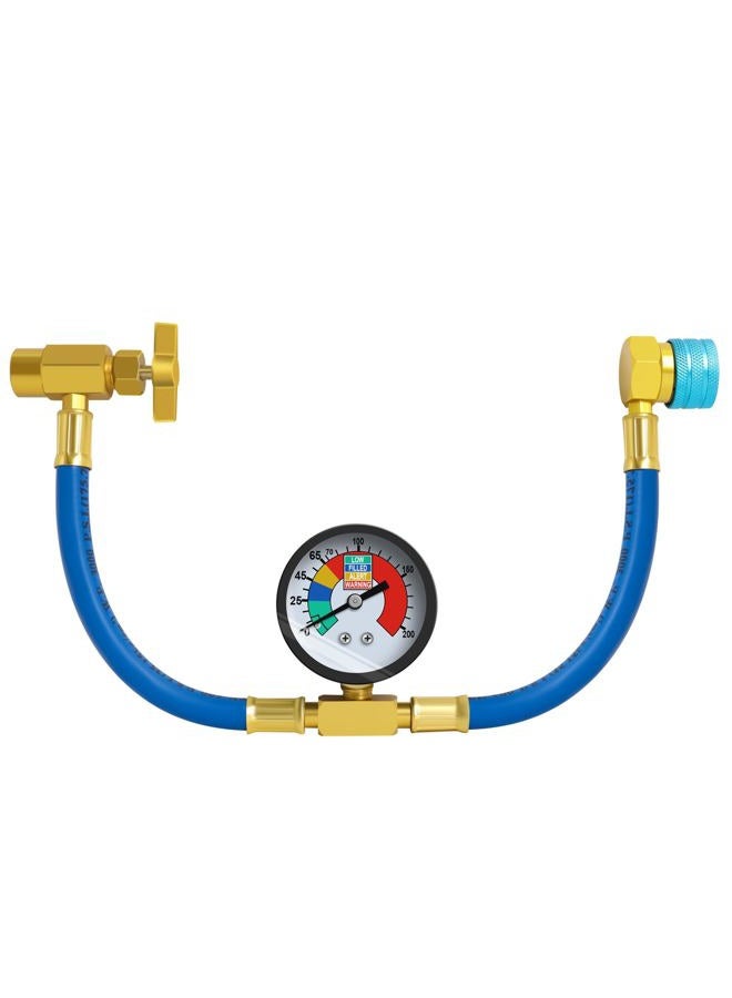 Ketofa R1234YF Refrigerant Charge Hose Kit, R-1234YF AC refrigerant Can Hose with Gauge, 1/2 LH Can Opener Tap And R1234YF Low Side Adapter - Image 1