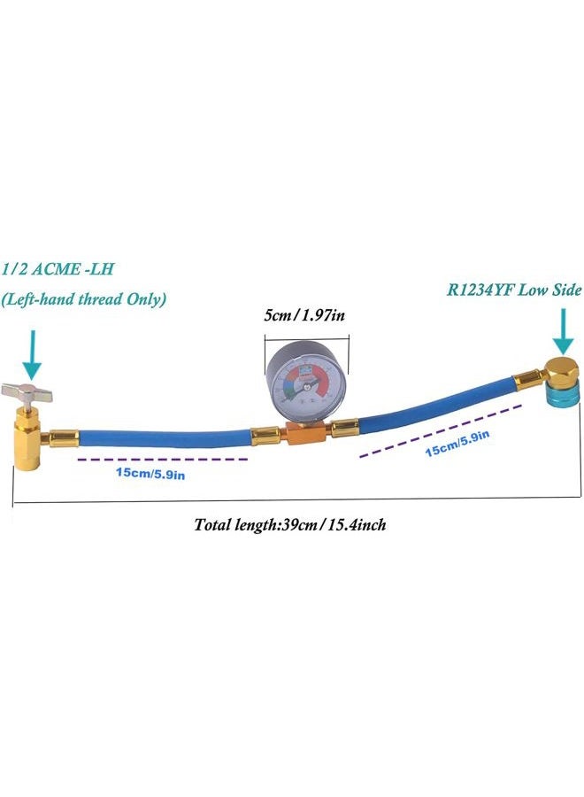 Ketofa R1234YF Refrigerant Charge Hose Kit, R-1234YF AC refrigerant Can Hose with Gauge, 1/2 LH Can Opener Tap And R1234YF Low Side Adapter - Image 5