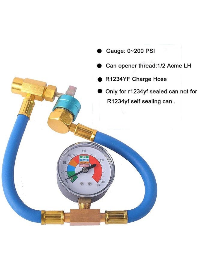 Ketofa R1234YF Refrigerant Charge Hose Kit, R-1234YF AC refrigerant Can Hose with Gauge, 1/2 LH Can Opener Tap And R1234YF Low Side Adapter - Image 2