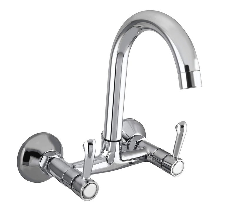 10x Brass Body Sink Mixer Wall Mounted Full Chrome Finish Tap - Image 1