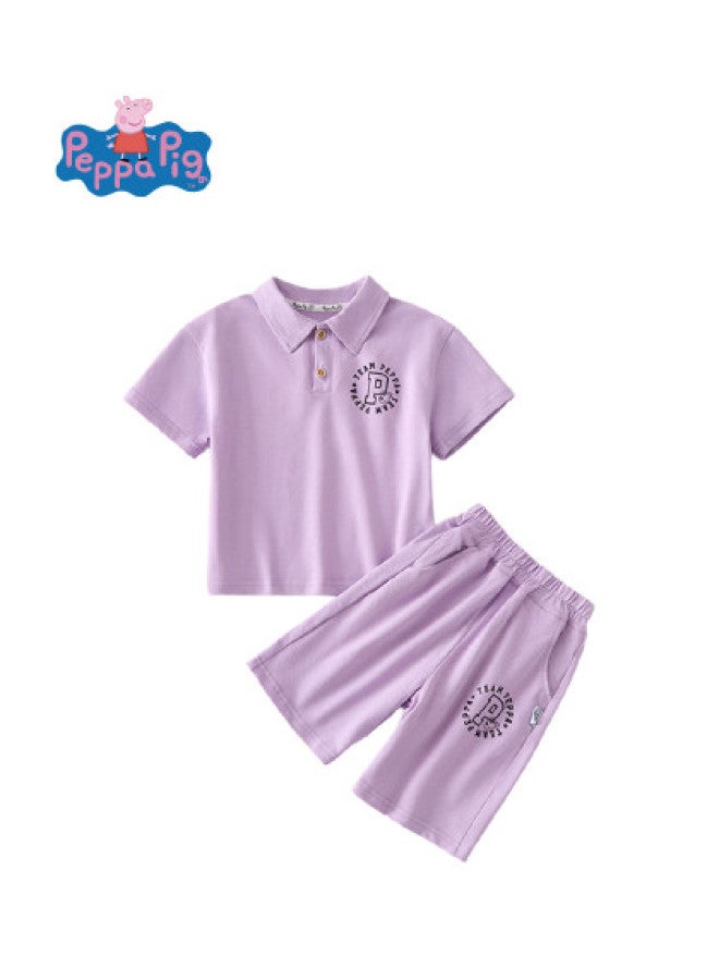 Peppa Pig 25 Summer Thin Boys' Short Sleeve & Shorts Set Girls' Polo Collar Soft Breathable Two-piece Outfit - Image 1