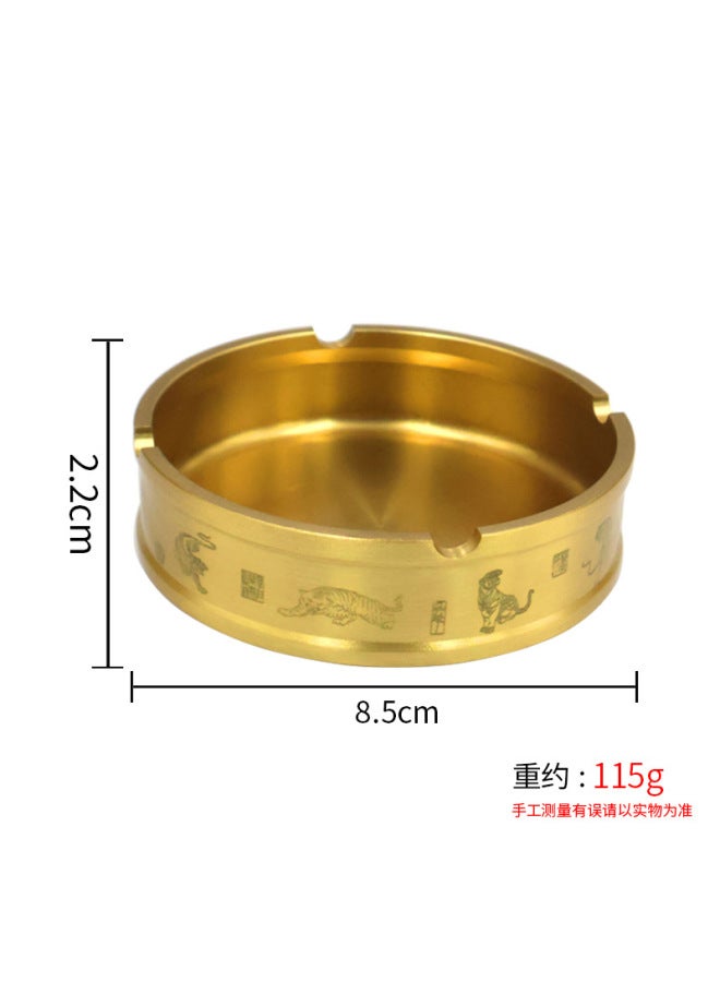 Brass Wuniu Ashtray With Lid Household Living Room Fly Ash-proof High-end Office Chinese Creative Vintage Ornaments
