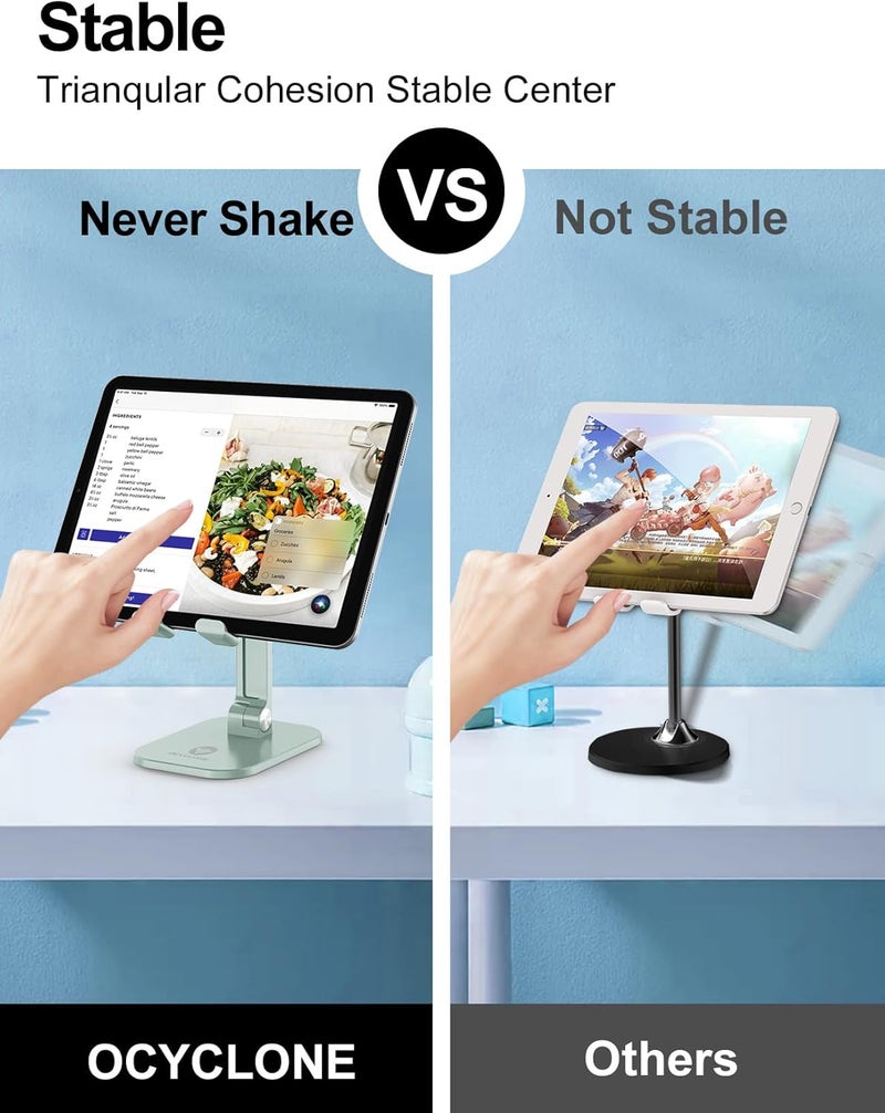Ocyclone Phone Stand, Adjustable Height and Angle Foldable Cell Phone Stand Holder for Desk, Taller iPhone Stand Compatible with 4.7"-13" Smartphones iPad Tablet, Light Green - Image 5