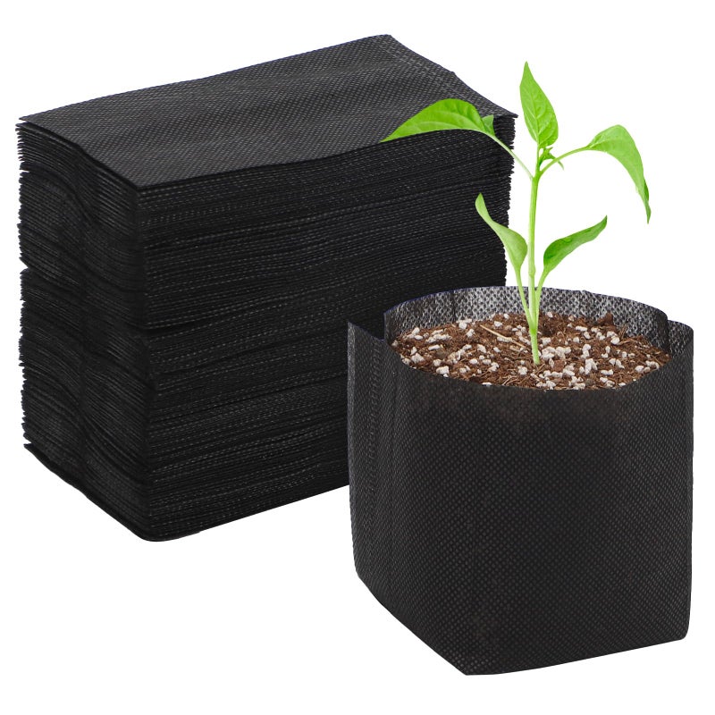 GREANER 100 PCS Nursery Bags, 6.3x5.7 Inch Biodegradable Seed Starter Pots, Plant Grow Bags for Plant, Tree, Flower, Seedling, Vegetables (Black) - Image 1