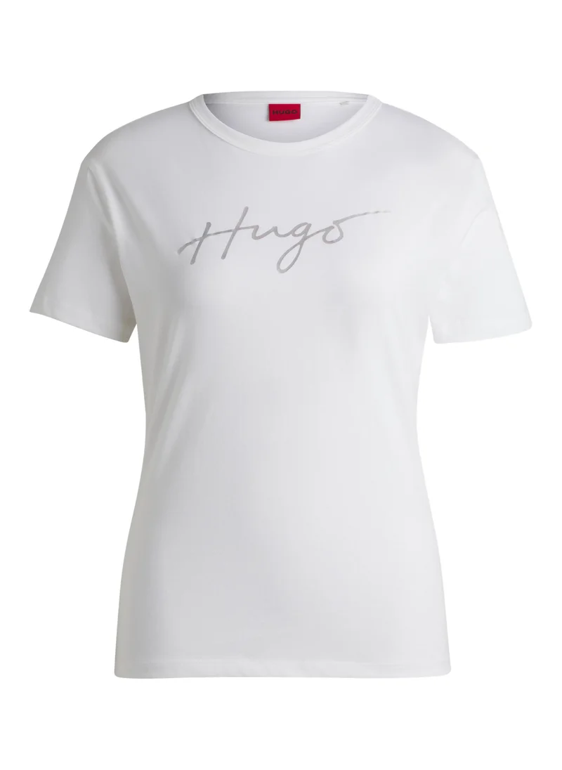 هوجو Crew-neck T-shirt in cotton with seasonal print