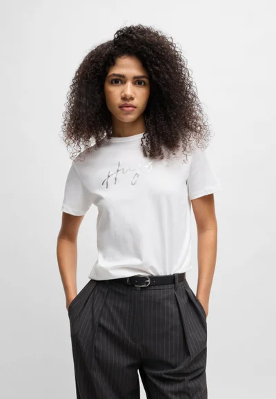 HUGO Crew-neck T-shirt in cotton with seasonal print