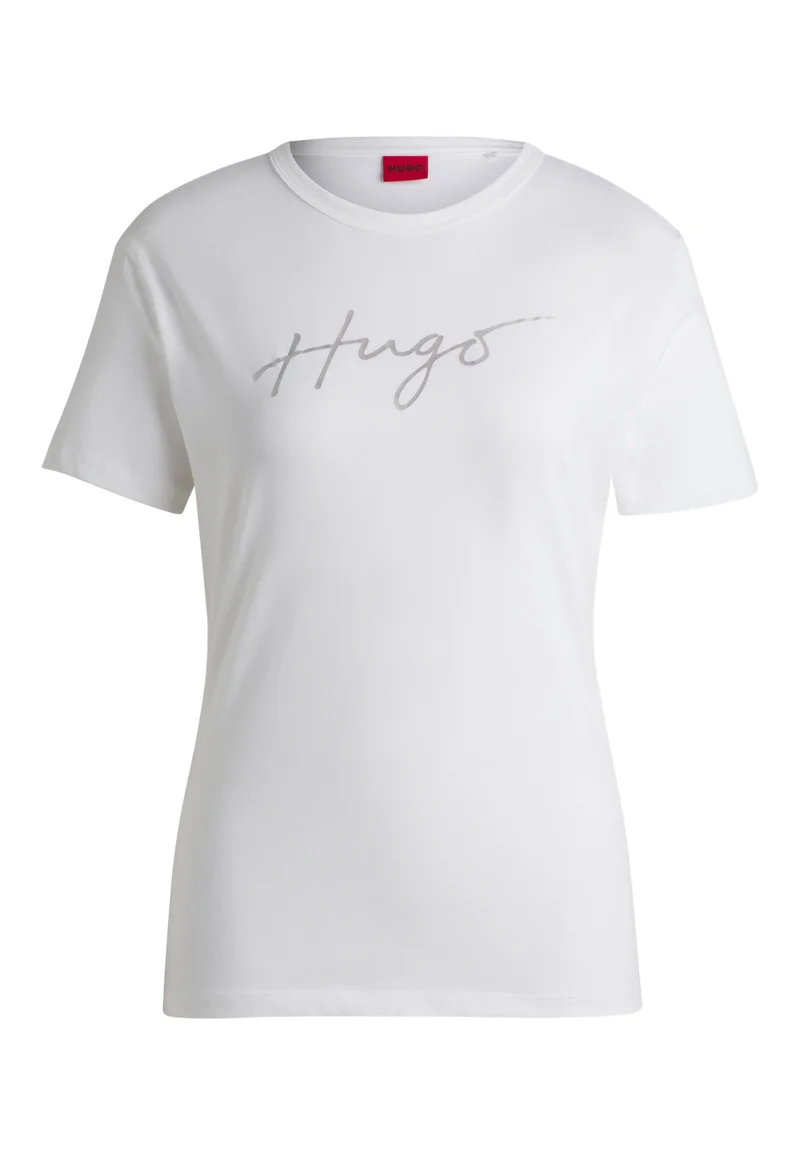 HUGO Crew-neck T-shirt in cotton with seasonal print