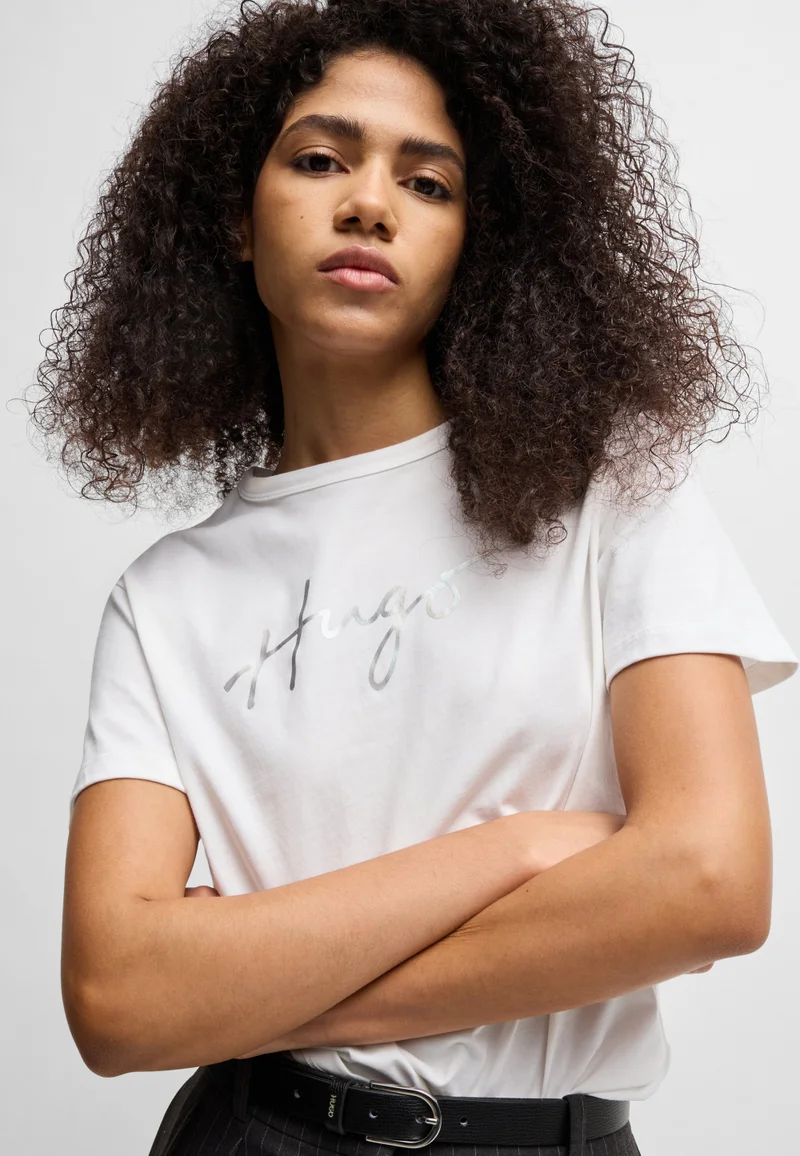 HUGO Crew-neck T-shirt in cotton with seasonal print