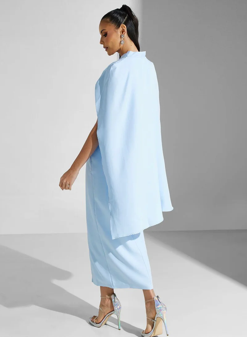Golden Apple Cape Effect Midi Dress