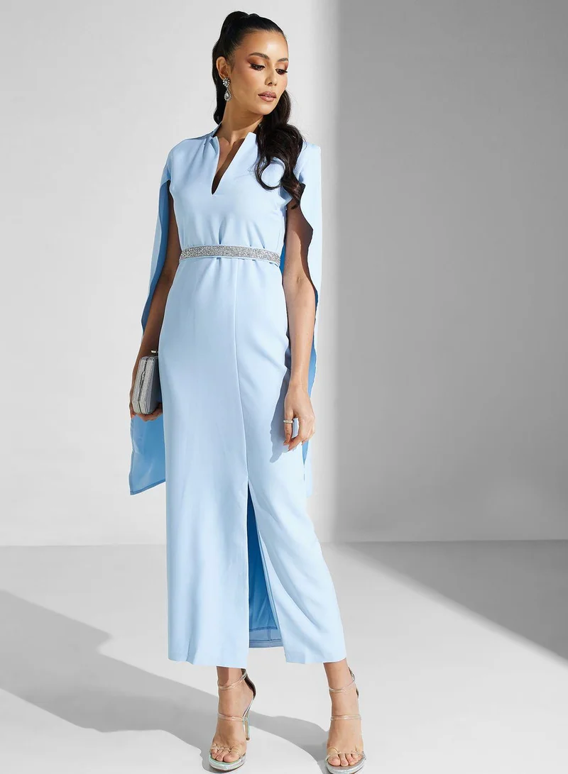Golden Apple Cape Effect Midi Dress