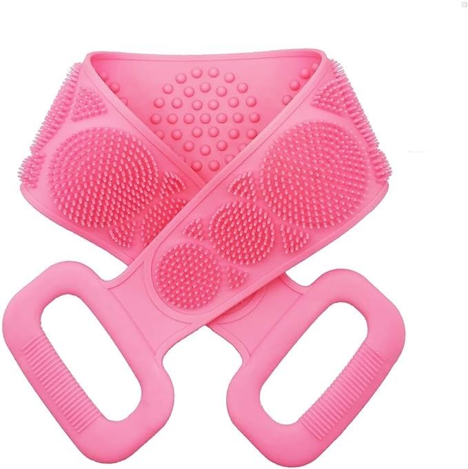 LAVI Double Side Bathing Silicone Body Back Scrubber Brush for Skin Deep Cleaning Massage Extra Long Exfoliating Body Scrubber With Handle for Men and Women - Image 1