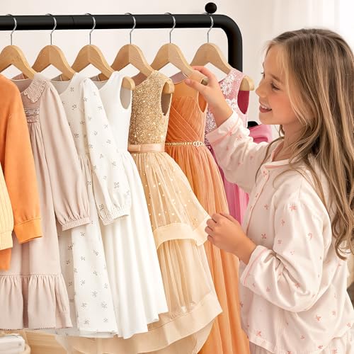 mirolam Kids Clothing Rack - Small Garment Rack - Small Kids Costume Wardrobe Rack with 2 Fabric Floors Storage Shelf - Mini Short Baby Toddler Clothes Rack - Image 3