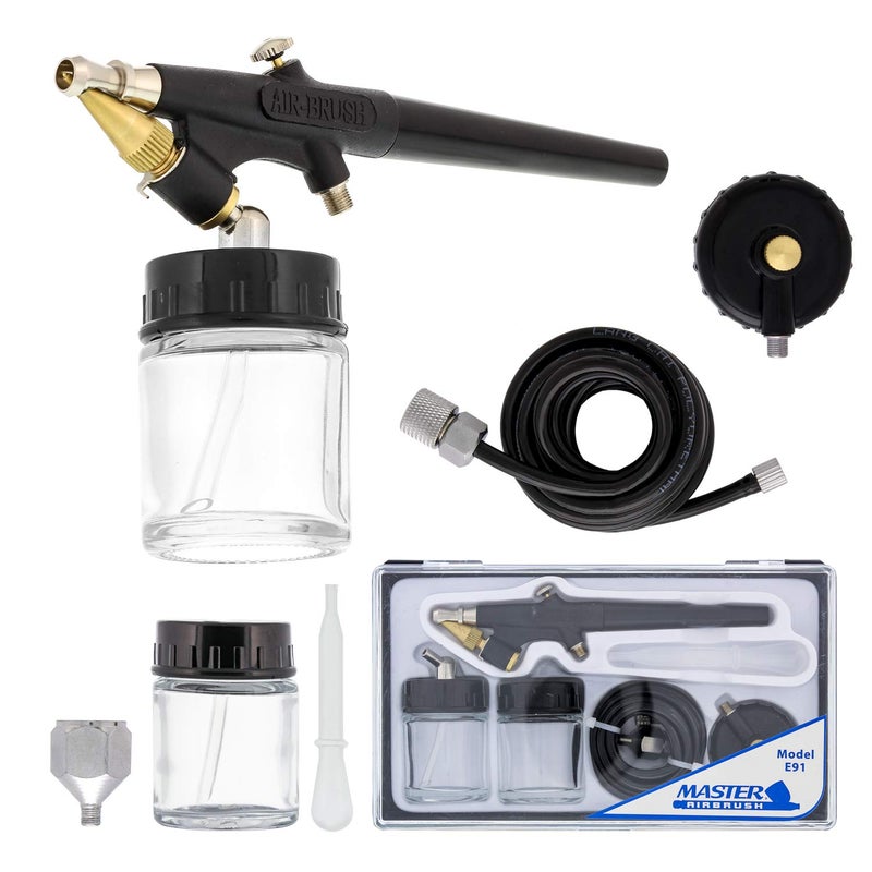 Master Airbrush Model E91 Airbrush Set Master Single-Action External Mix Siphon Feed Airbrush Set with 0.8mm Tip and 1/8" air inlet - Image 1