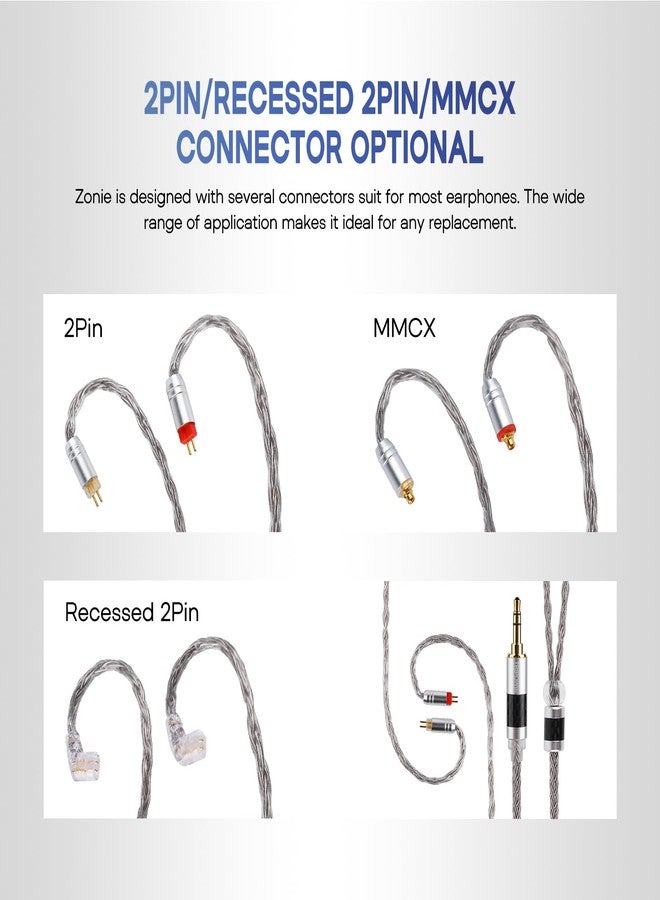 Linsoul Tripowin Zonie IEM Cable, 16 Core Silver Plated Earphone Upgraded Cords, 1.25m SPC in Ear Monitor Cable for 7hz Zero:2 Orchestra Lite Cadenza Hype4 Supermix4(2pin 0.78mm, 4.4mm)(Grey) - Image 4