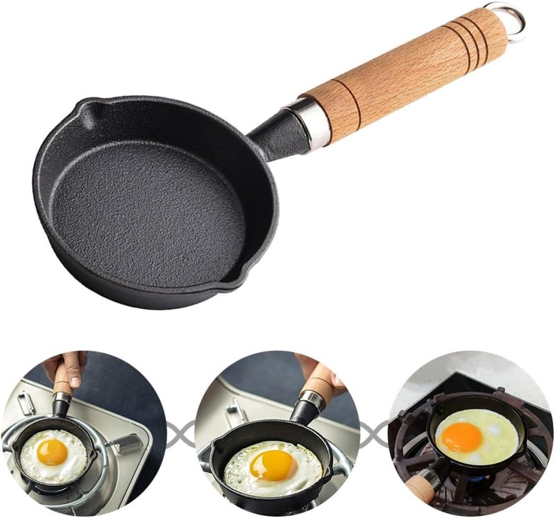 Cast Iron Mini Egg Frying Pan Nonstick Omelet Skillet Heat-resistant Cooking Utensil for Home and Restaurant Use with Comfortable Handle - Image 3