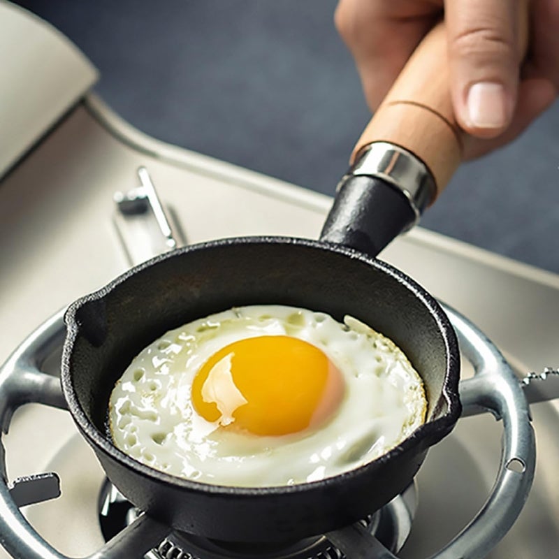 Cast Iron Mini Egg Frying Pan Nonstick Omelet Skillet Heat-resistant Cooking Utensil for Home and Restaurant Use with Comfortable Handle - Image 2