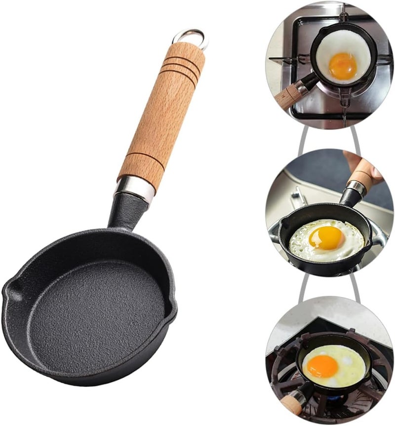 Cast Iron Mini Egg Frying Pan Nonstick Omelet Skillet Heat-resistant Cooking Utensil for Home and Restaurant Use with Comfortable Handle - Image 4