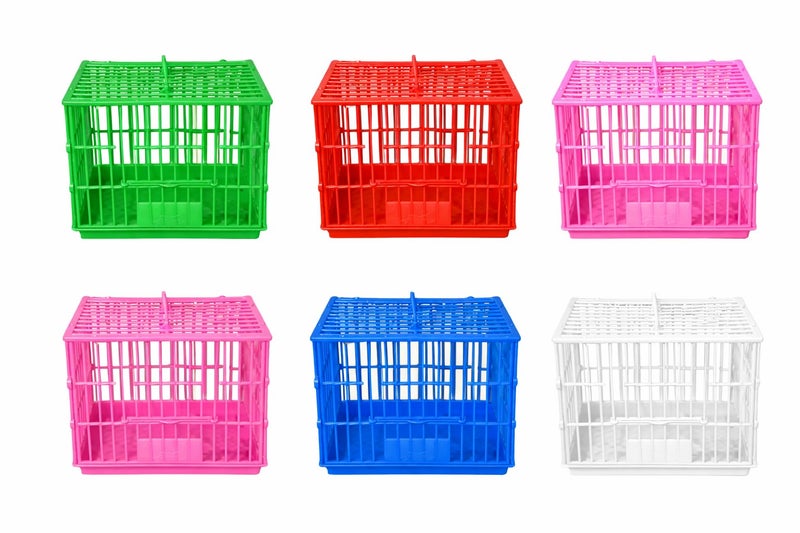 Portable Bird Travel Cage for Small Parrots Budgies Lovebirds turtles Cockatiels Plastic Carrier with Ventilation and Secure Lock Red - Image 2