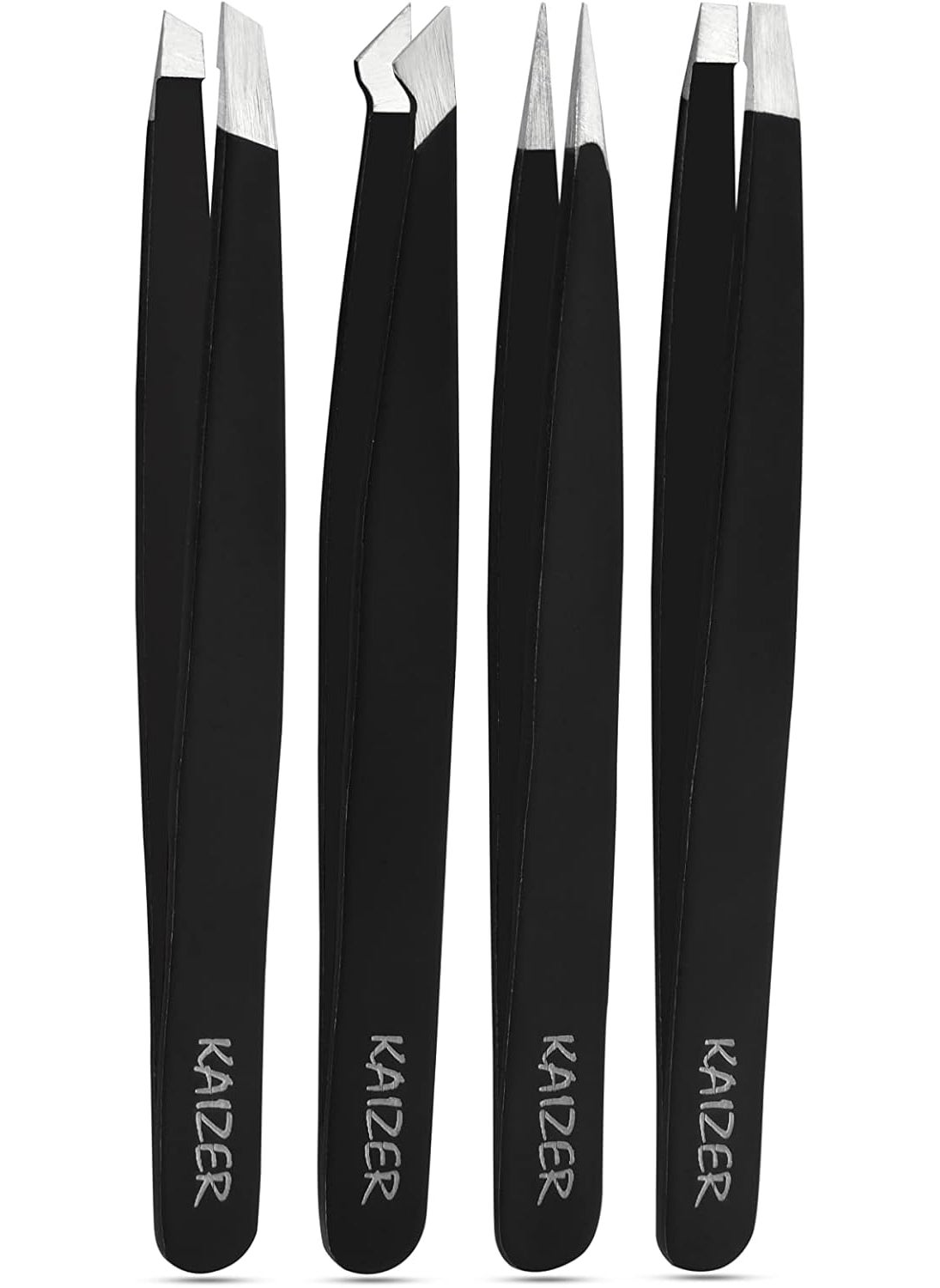 Generic Professional Stainless Steel Tweezer Set for Eyebrows  Precision Tweezers for Ingrown Hair Blackhead  Splinter  4 Pcs Black 35 x 45 x 050 KZR01 