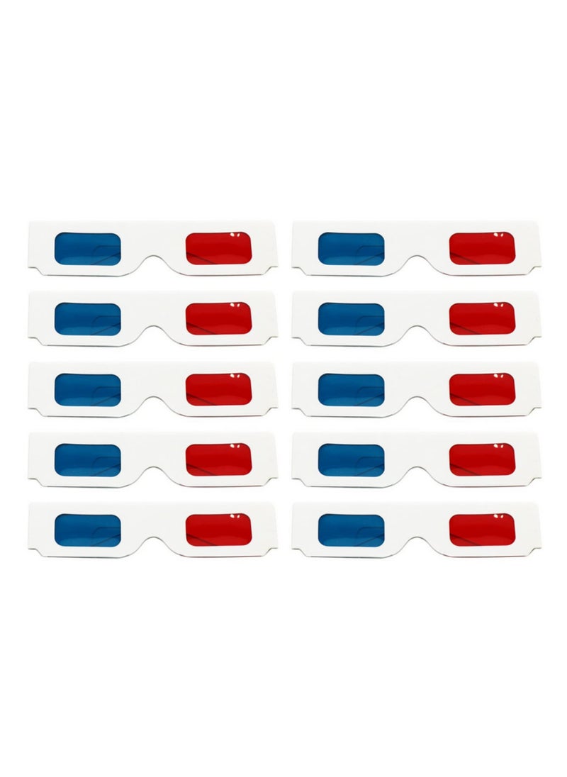 Generic - 10pcs Universal Paper Anaglyph 3D Glasses Red & Blue for 3D Movies TV & Educational Use 250g Cardboard with PET Durable Reusable 14.3x3.7cm for children aged 7-14 - Image 1