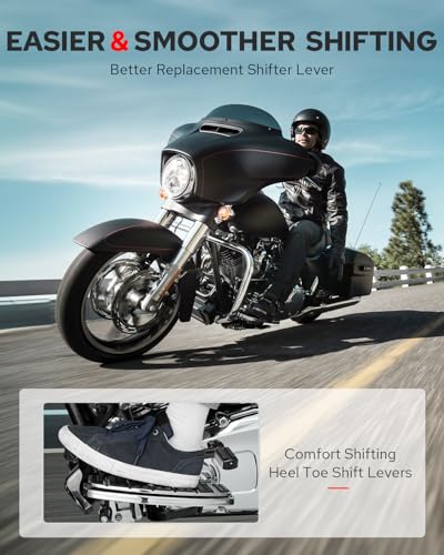 Benlari Shifter Lever Pegs 304 Stainless Steel Heel Toe Shift Pegs Fit for Harley Touring Street Glide Road Glide Road King Electra Glide 19882024 FL Softail 19862017 Trike 20082024 Black - Image 3