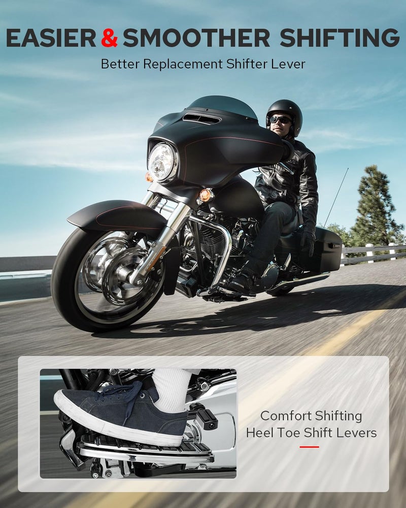 Benlari Shifter Lever Pegs 304 Stainless Steel Heel Toe Shift Pegs Fit for Harley Touring Street Glide Road Glide Road King Electra Glide 19882024 FL Softail 19862017 Trike 20082024 Black - Image 4