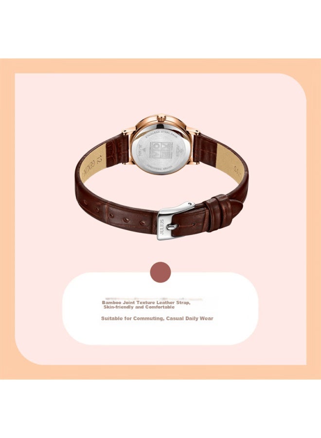 Julius Women's Watch Gift Box, Vintage Calendar, Student Commuter Waterproof Quartz Ladies Watch With Brown Strap And Gold Dial Mgsl-1404b - Image 4