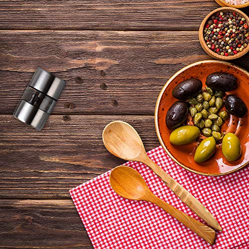 T-mark Premium Sea Salt and Pepper Grinder Set - Spice Mill with Brushed Stainless Steel, Small Portable Ceramic Salt & Pepper Shakers (2-Pack) - Image 5