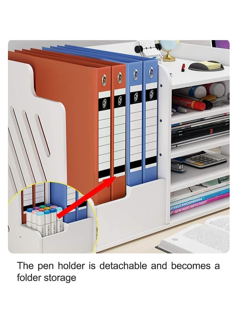 تي بي جي بي منظم سطح المكتب باللون الابيض، منظم متعدد الاغراض للملفات والمستندات، رف عرض للمنزل والمكتب والمدرسة - Image 3