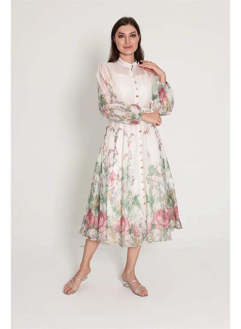 IKKXA Shimmer Bisht Design Jalabiya IK6012 Beige